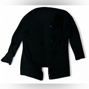 Cable & Gauge Black Button Up Ruffled Flowy Long Sleeve Cardigan Women’s Size L